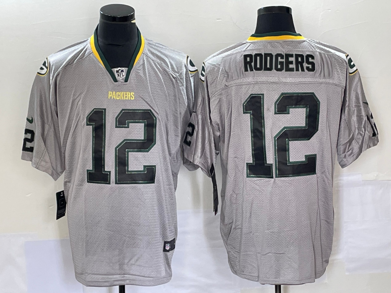 Men's Green Bay Packers Aaron Rodgers #12 Gray Jersey